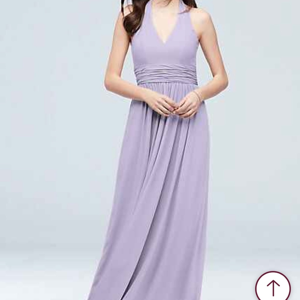 Halter Ruched Waist Georgette Bridesmaid Dress